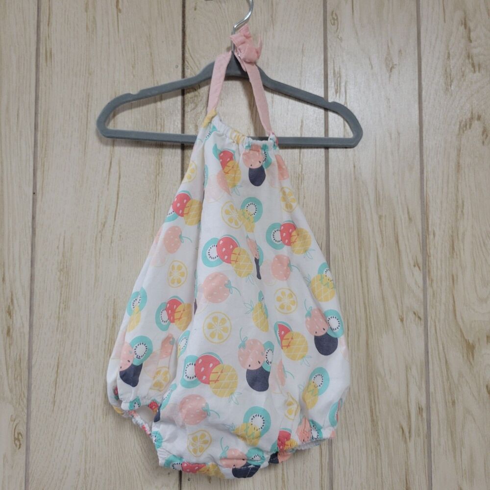 Dylan & Abby Fruit Print Bubble Tie Back Romper